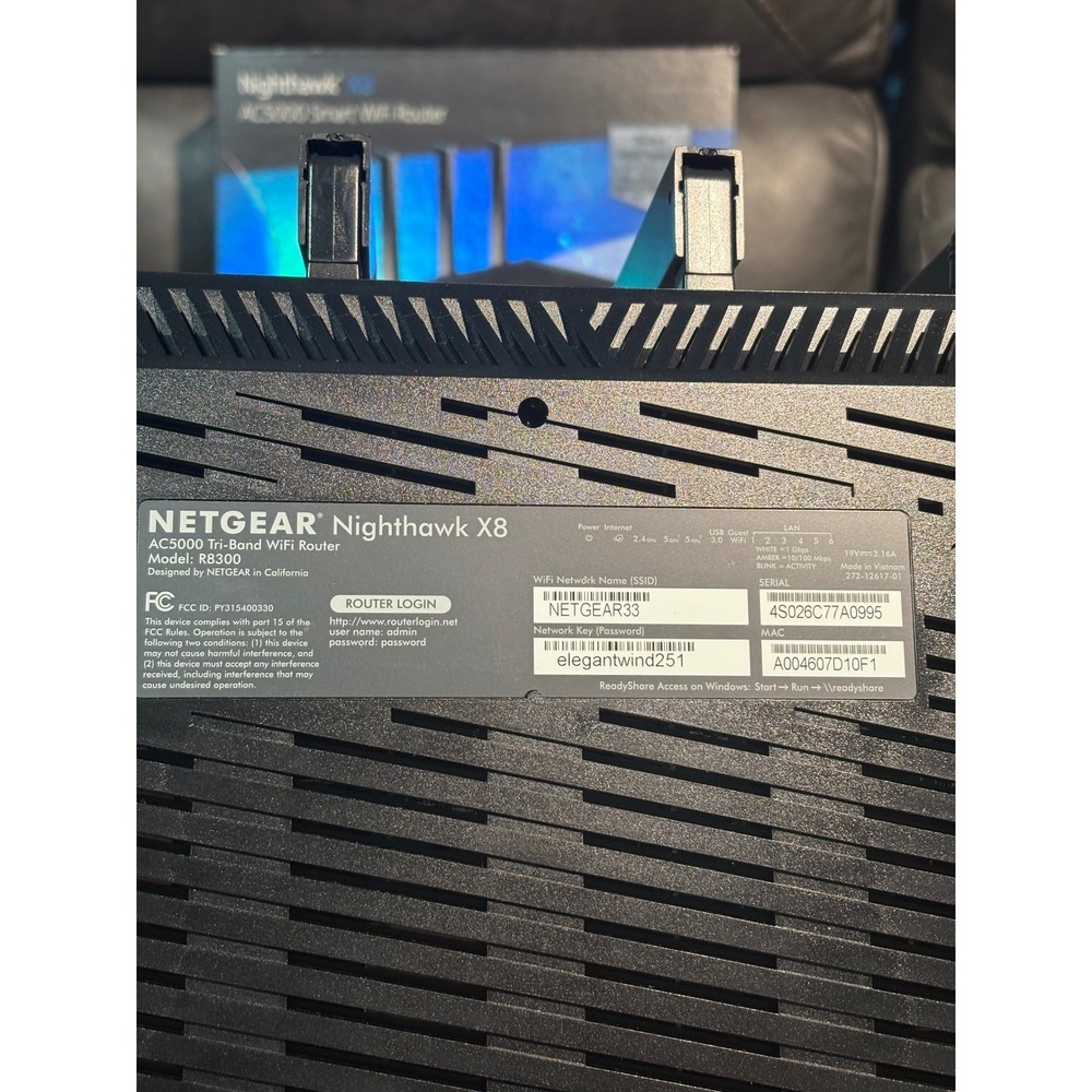Netgear Nighthawk X8 AC5000 Smart WiFi Router R8300 Tri-Band Quad-Stream MU-MIMO - Picture 7 of 11